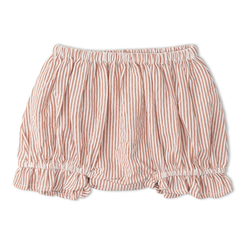 Organic Smocked Top And Bloomer Set - Coral Stripes