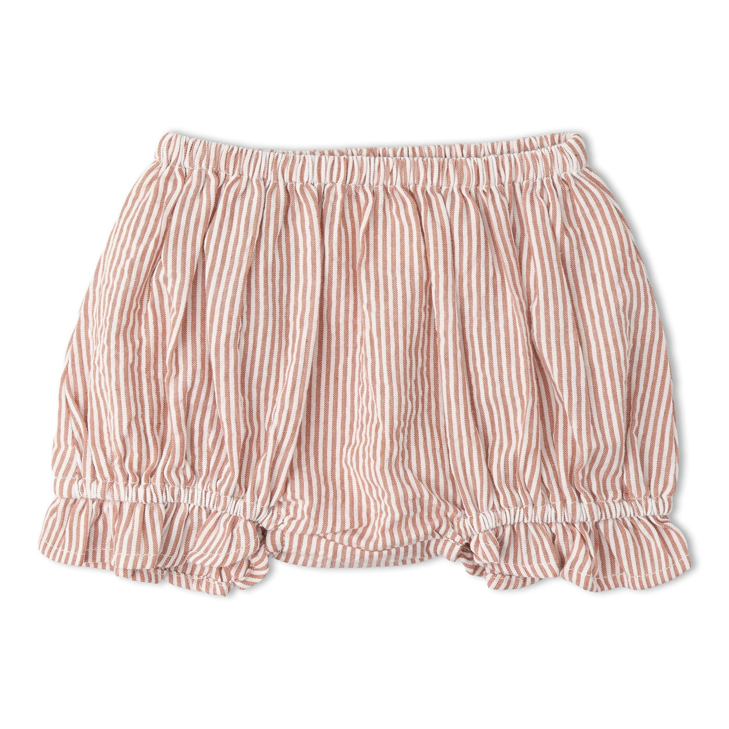 Organic Smocked Top And Bloomer Set - Coral Stripes