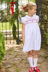 Smocked Louisa Dress - Red Bow