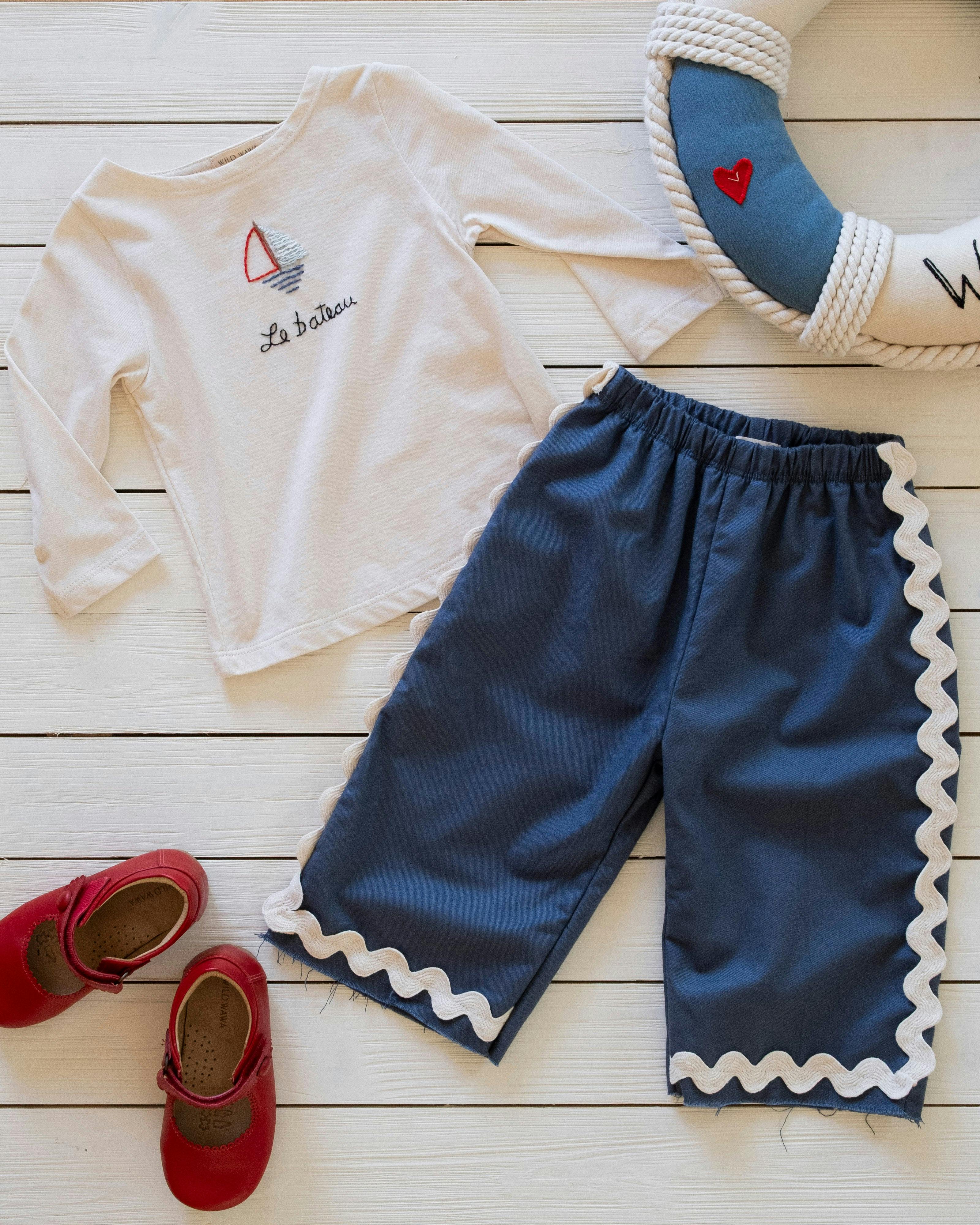 Embroidered Top in Le Bateau