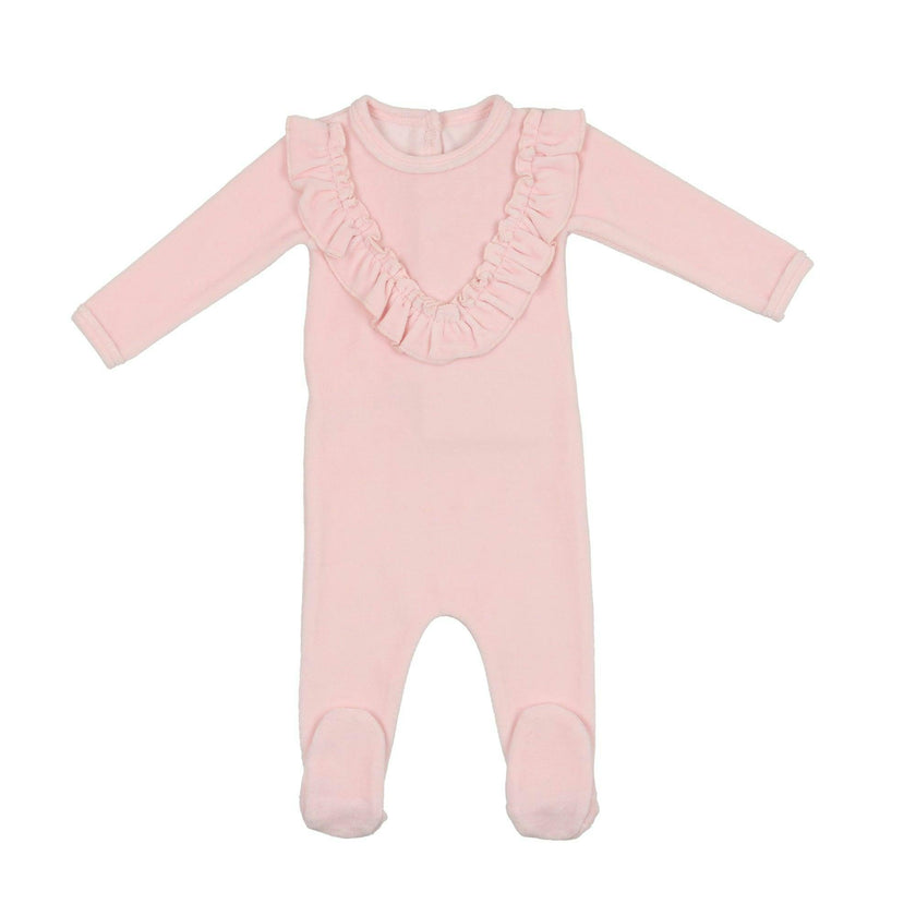 Velour Ruffle Long Sleeve Footie