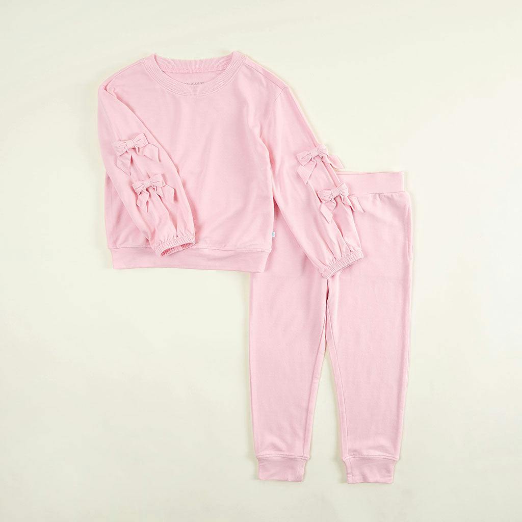 Harriet Blush French Terry Bow Sweatshirt Jogger Set