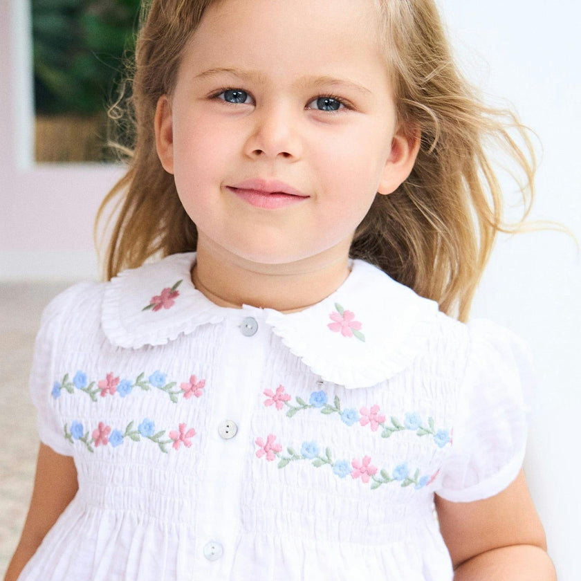 White Gingham Juana Girl Shirt
