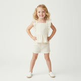 Organic Eyelet Flutter Top And Shorts Set - Ivory Eyelet