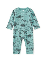 Long Sleeve Pocket Baby Romper, Scribbled Dinosaurs