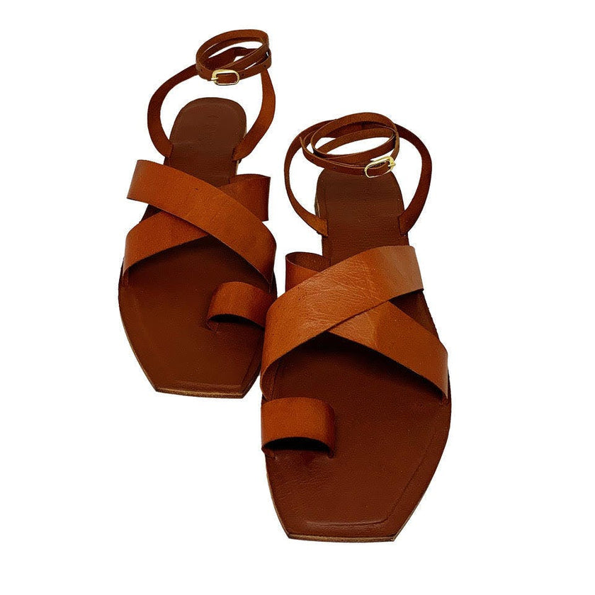 Story Crossover Slingback Leather Sandals