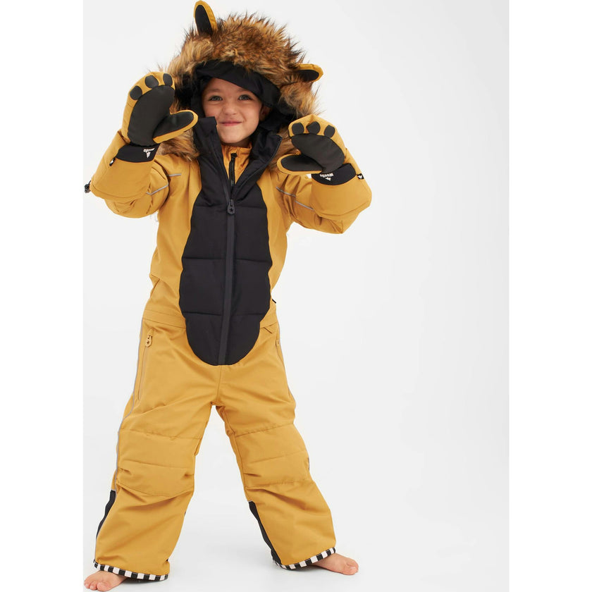 Liodo Adjustable Hood Waterproof Zipper Snowsuit, Brown