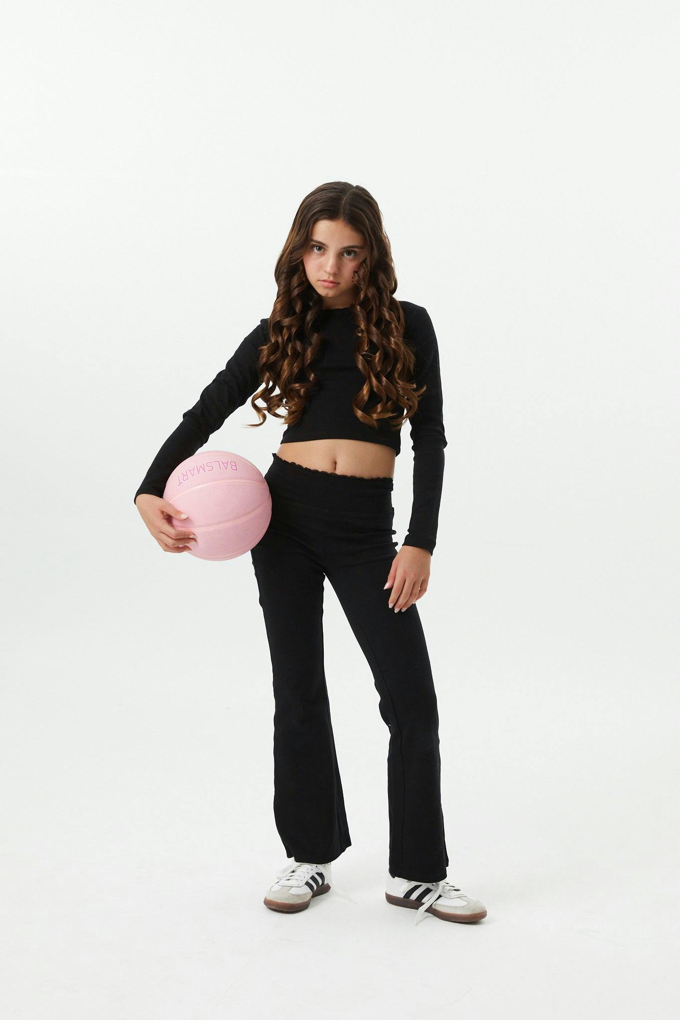 Lucy Black Long Sleeve Crop Top