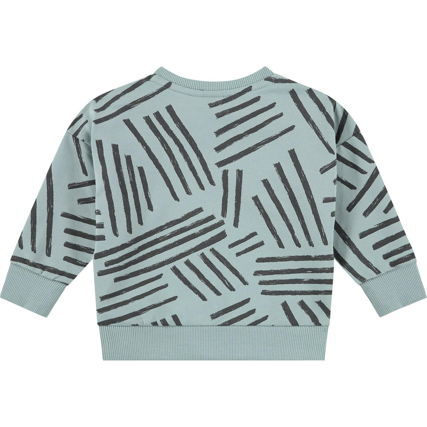 Crew Neck Abstract Stripe Graphic Print Sweatshirt