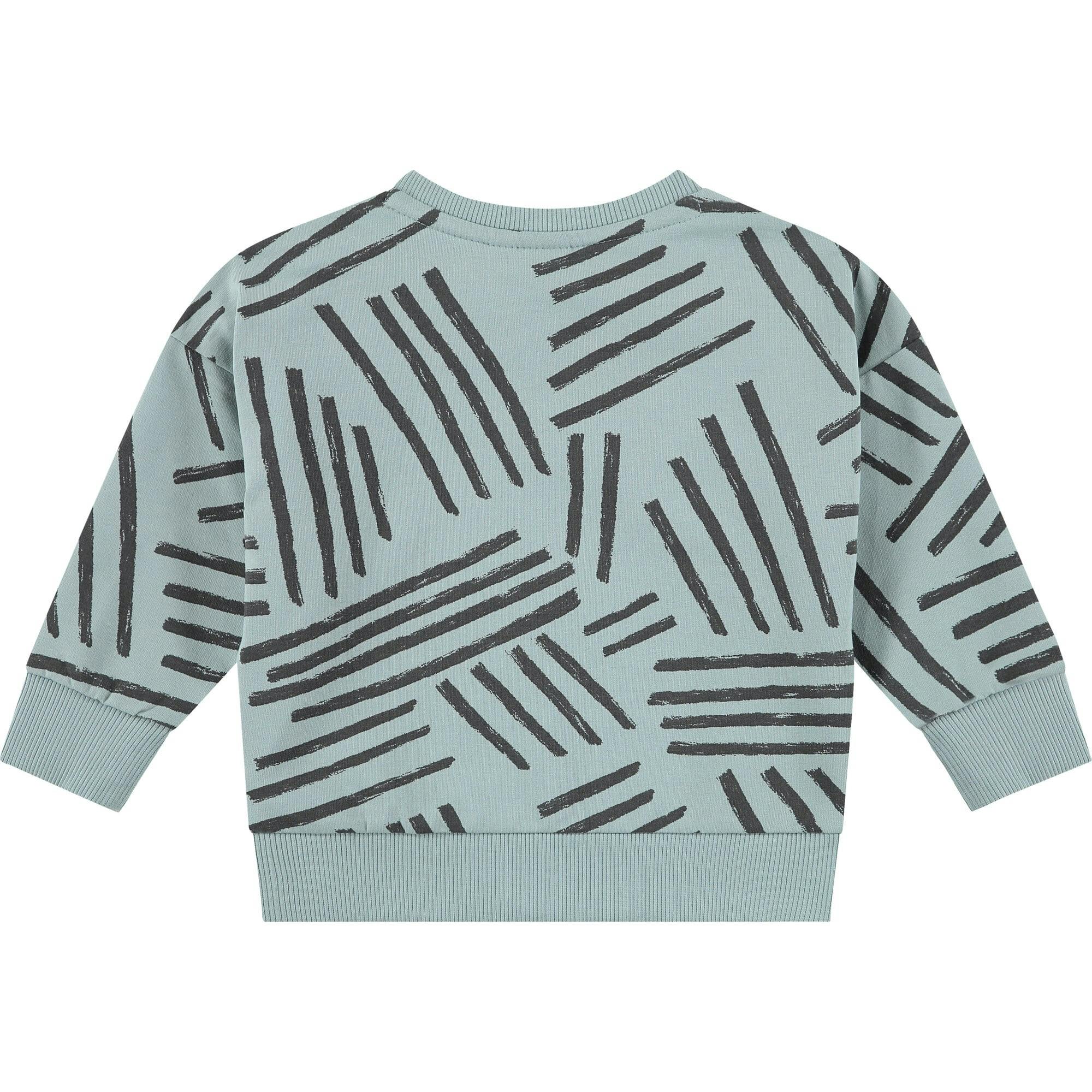 Crew Neck Abstract Stripe Graphic Print Sweatshirt