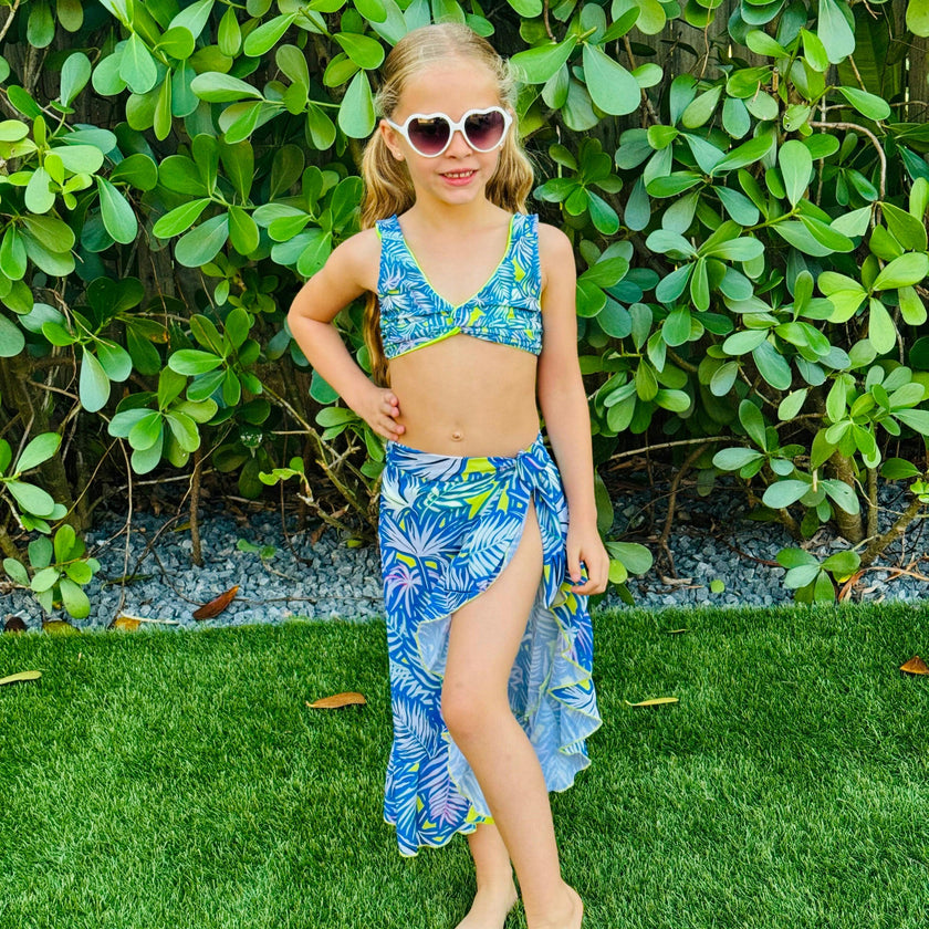 Girl's Wrap Skirt - Palm Neon Print