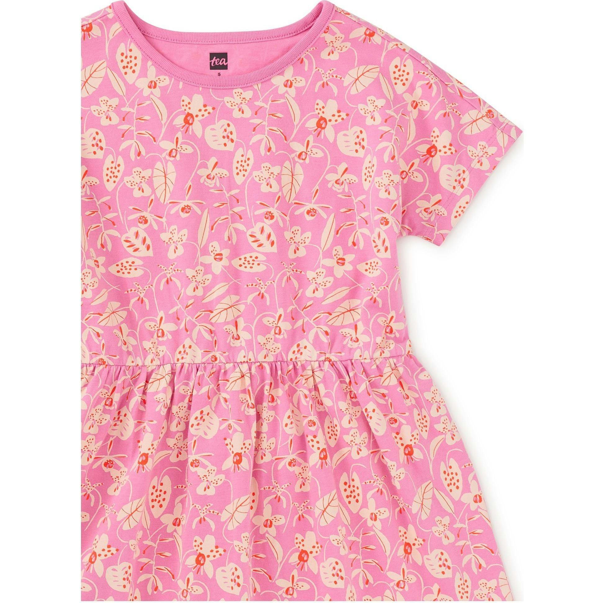 Short Sleeve Twirl Dress, Pink