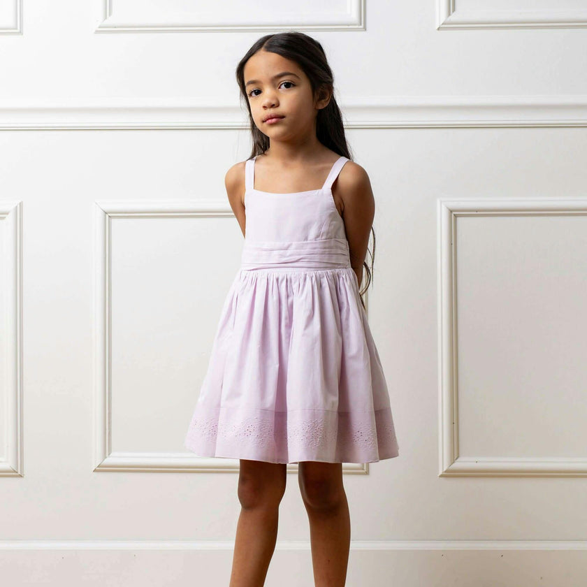 Organic Sleeveless Special Occasion Sundress with Bow Back Detail and Embroidery