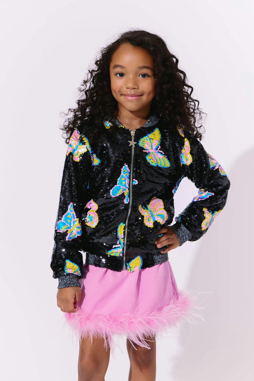 Magic Butterfly Sequin Bomber