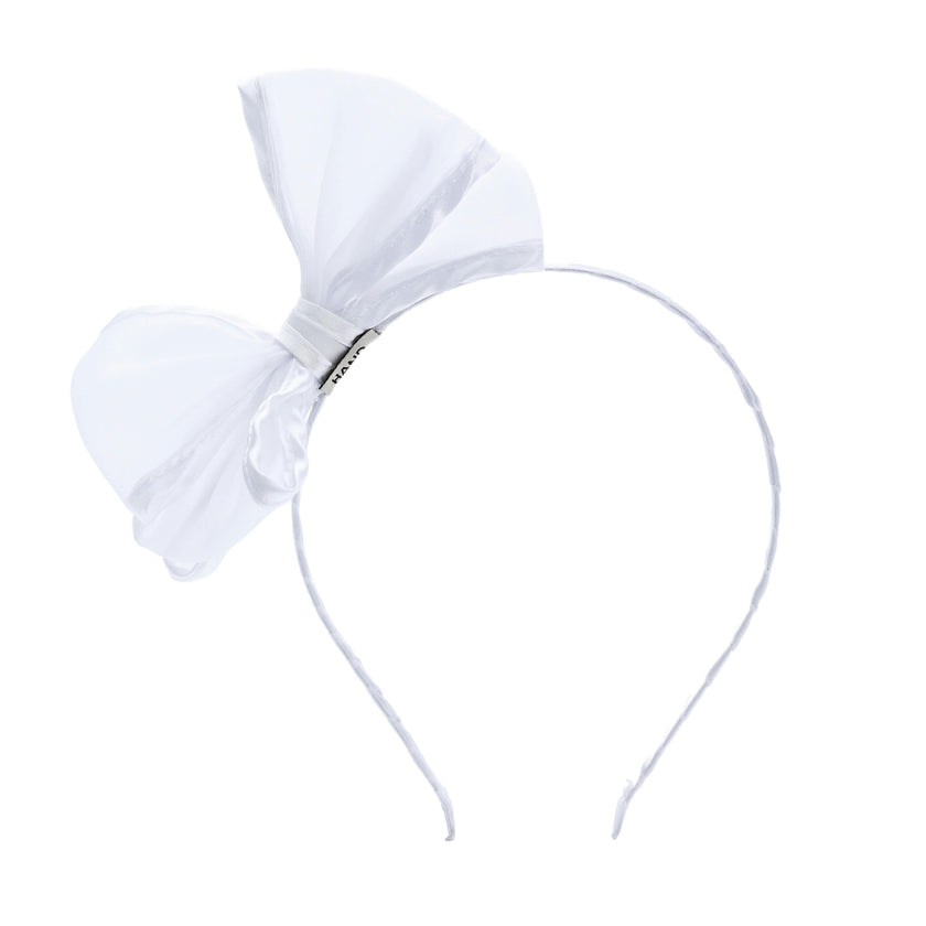 White Sheer Bow Headband