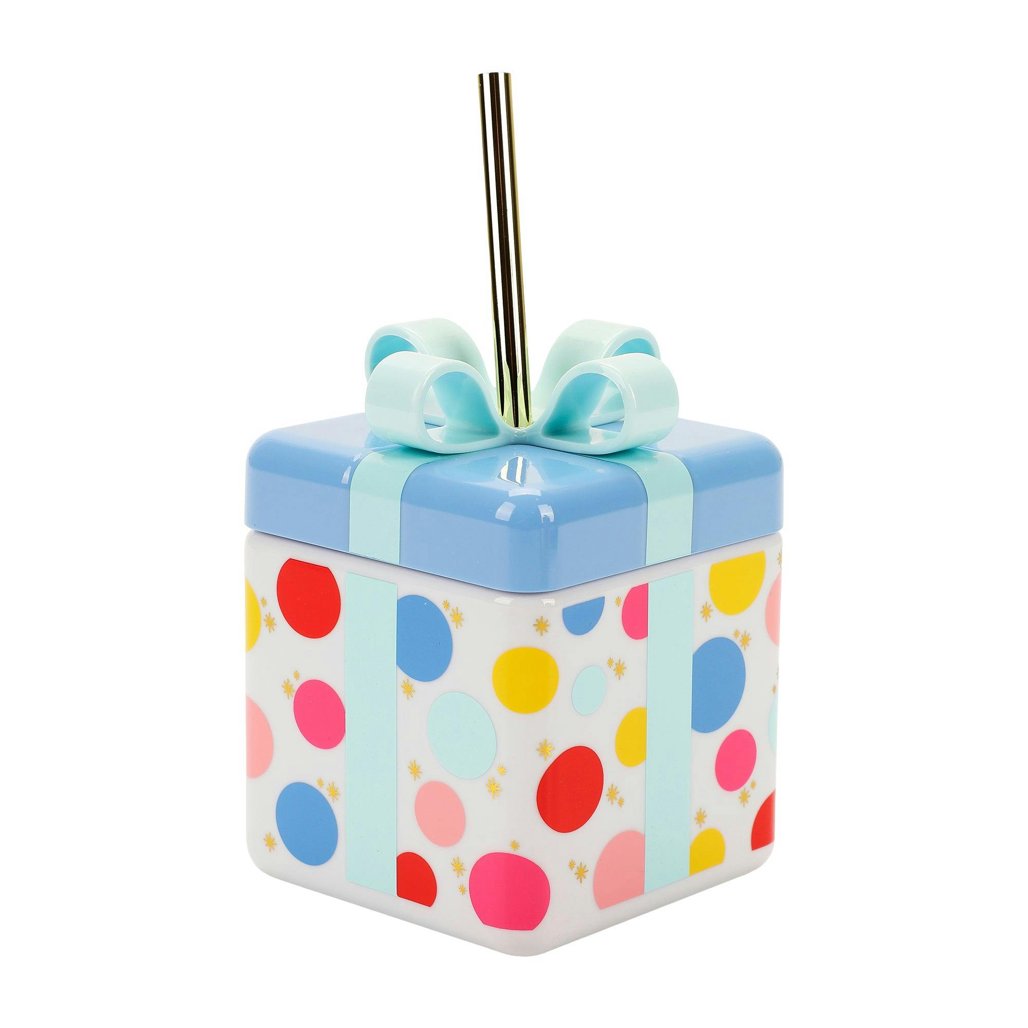 Packed Party Be A Gift Sipper; Reusable Plastic Happy Birthday Present Novelty Tumbler Cup With Straw for Men and Women; Great for Boys Girls and Adults