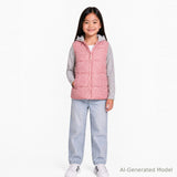 Hooded Puffer Vest Jacket | Pink Heather