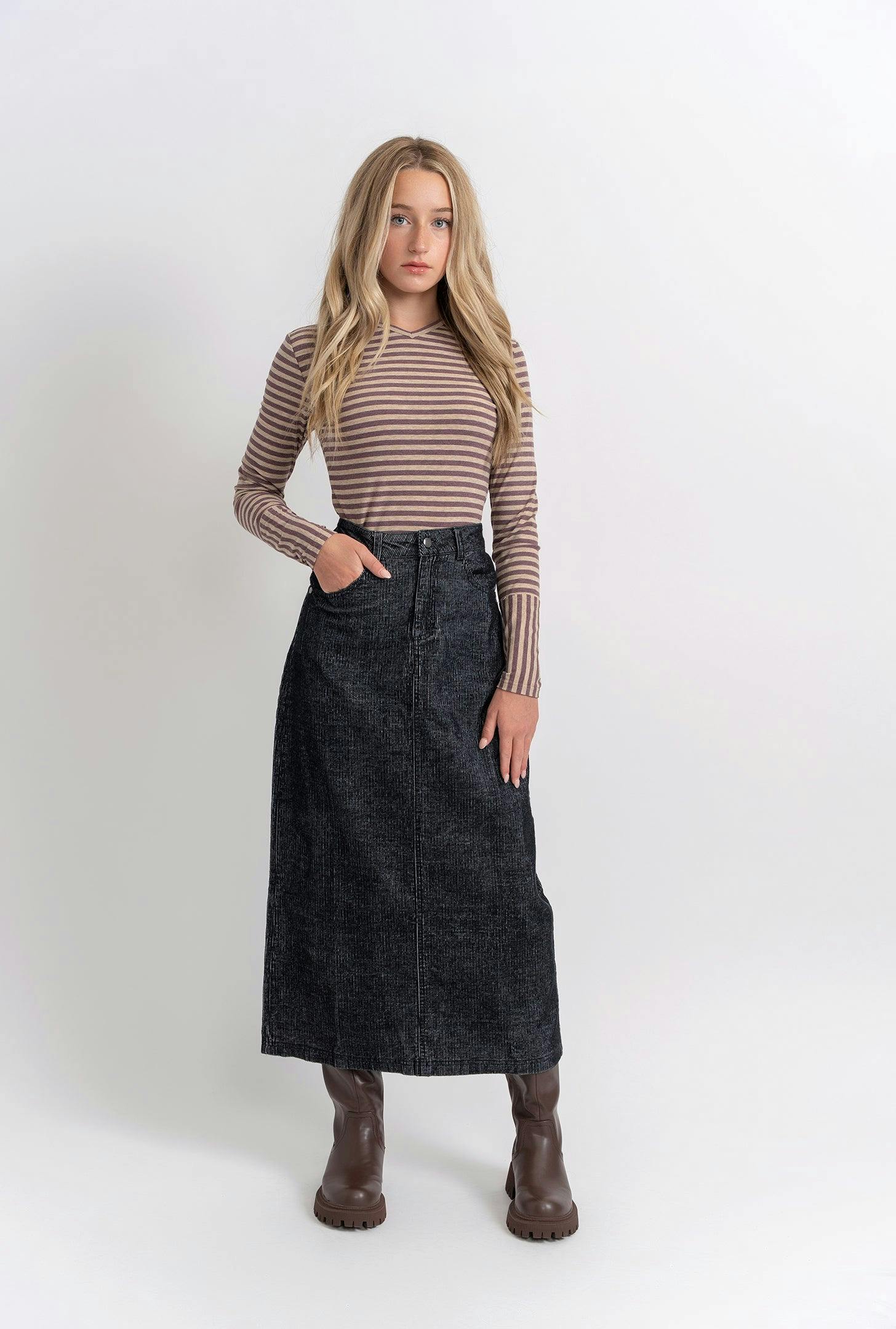 Stripped Vneck Top