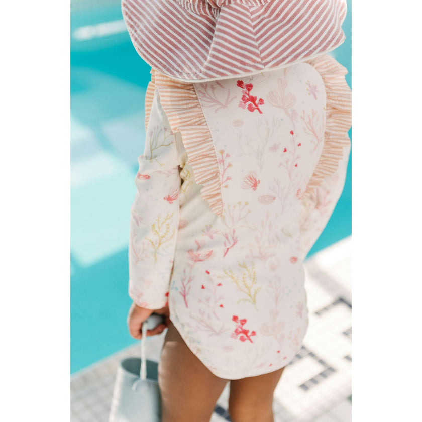 Swim Long Sleeve Ruffle One-Piece - Sea Bloom