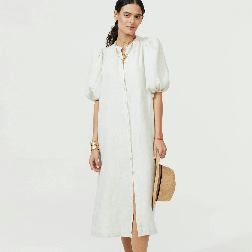 Bubble Linen Dress - Natural