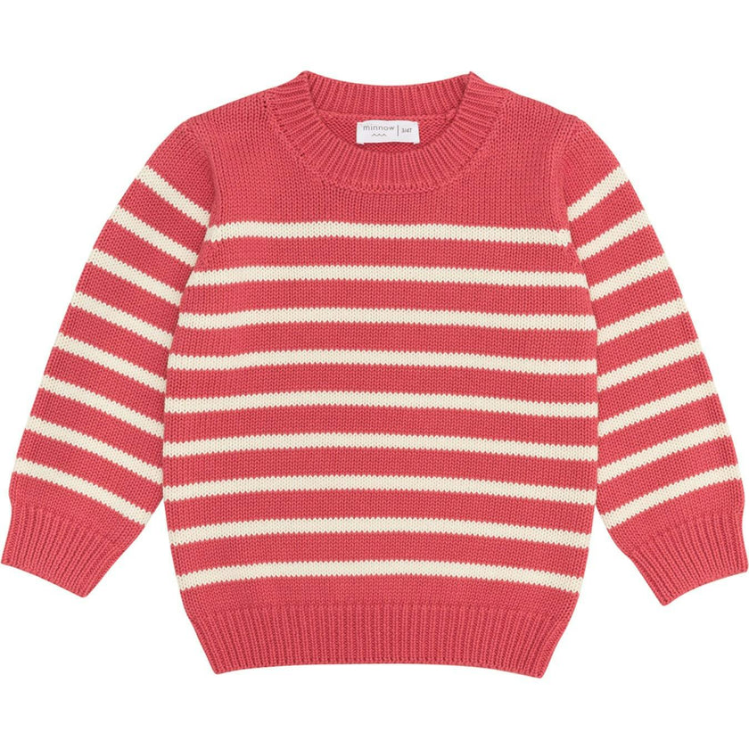 Unisex Red And Cream Stripe Knit Sweater