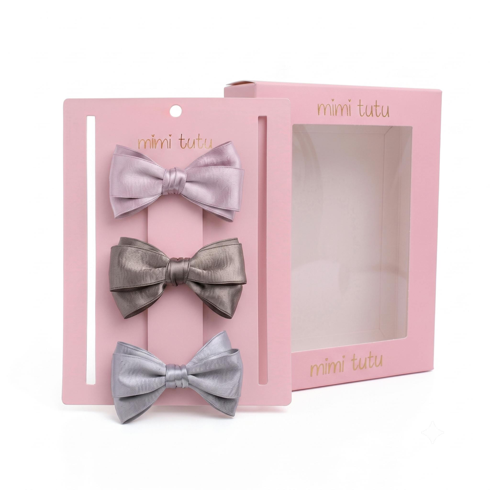 Multicolor Classic Satin Bow Hair Clip Set