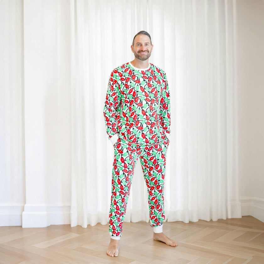 Organic Adult Men's Pajamas - Holiday Lights