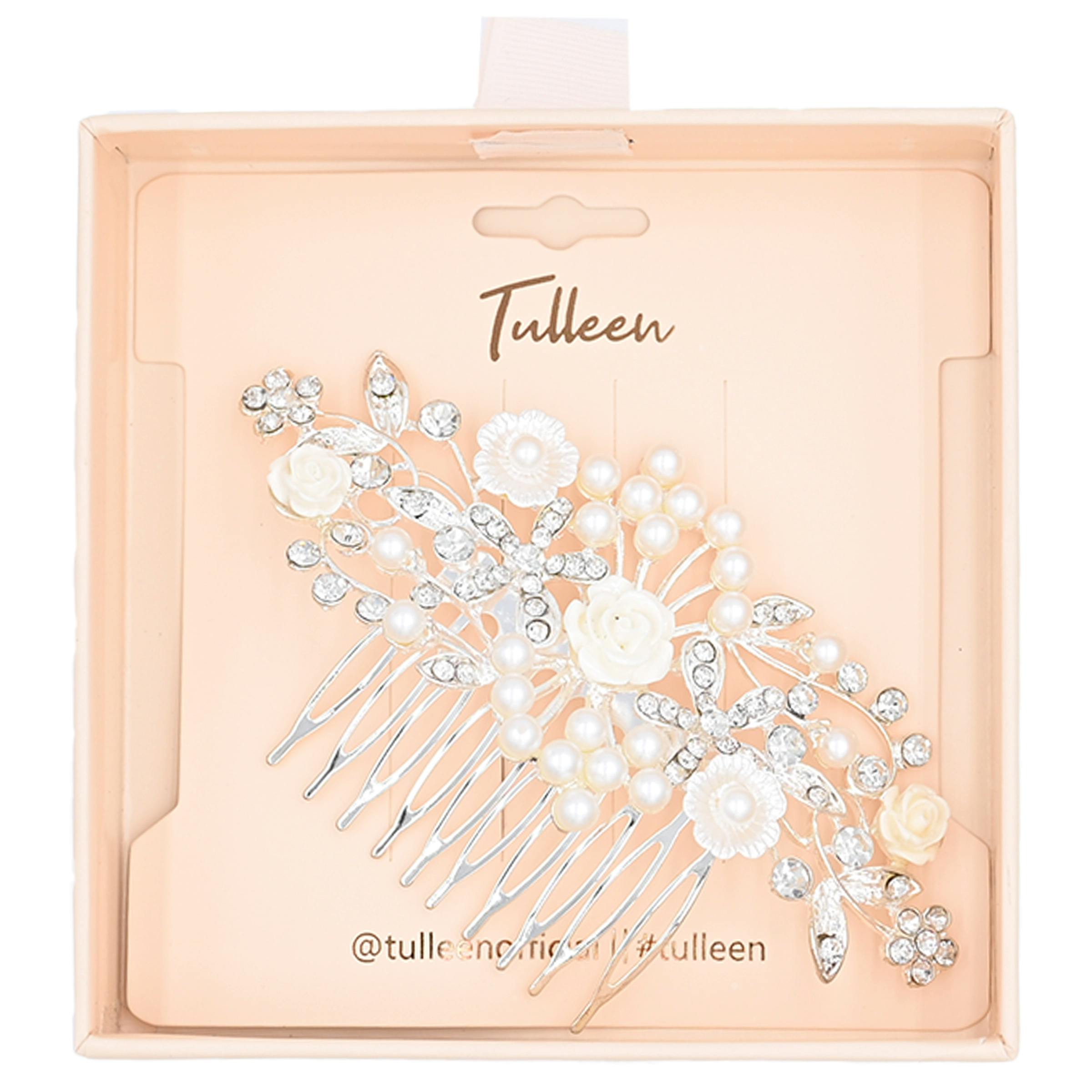 Crystal Pearl and Ivory Floral Hair Comb