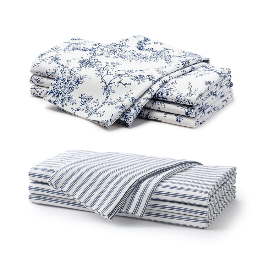 Navy French Ticking & Timeless Toile Napkin Bundle