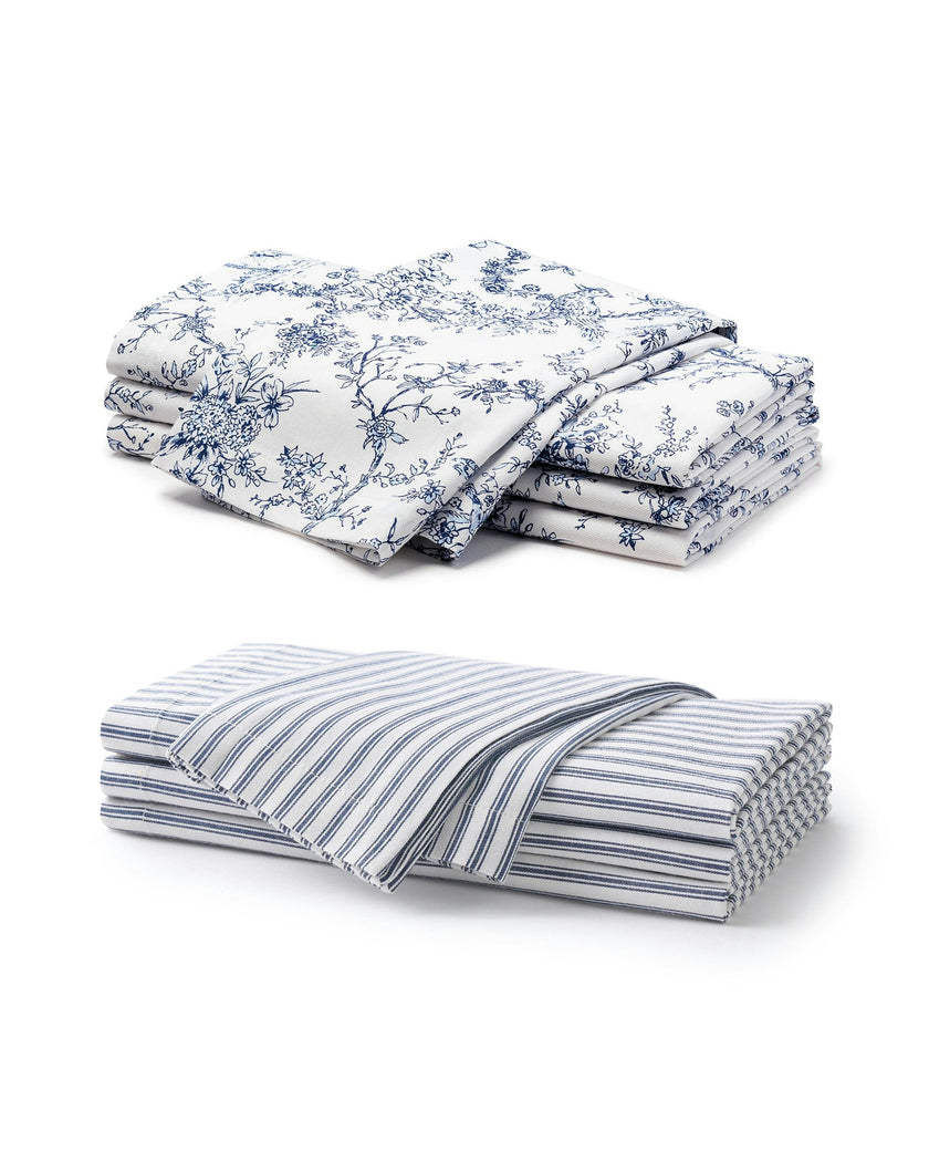 Navy French Ticking & Timeless Toile Napkin Bundle