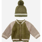 Varsity Cardigan and Hat Set - Moss