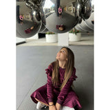 Velour Crew Neck Ruffle Chest Long Sleeve Sweatshirt