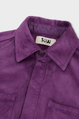 Faux Suede Button Up Jacket