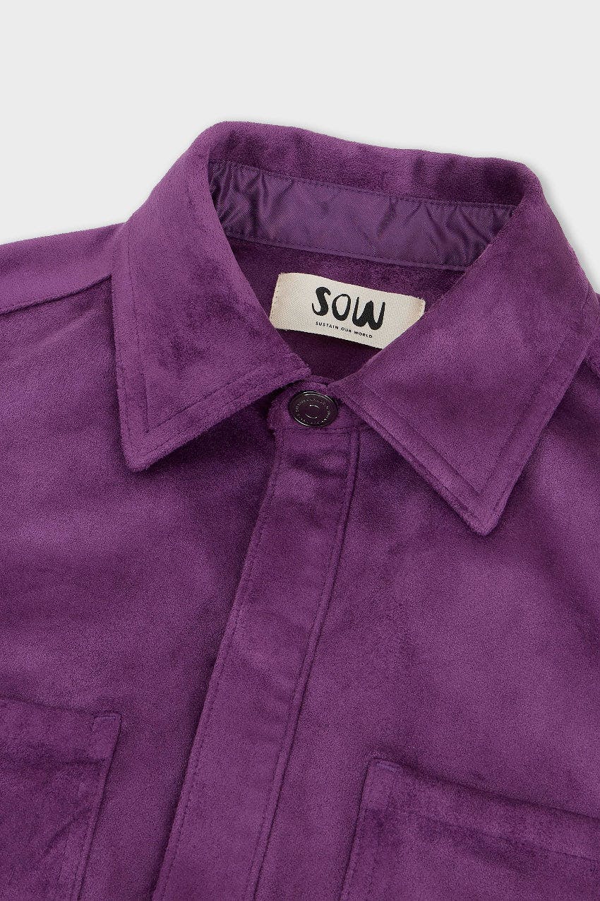 Faux Suede Button Up Jacket
