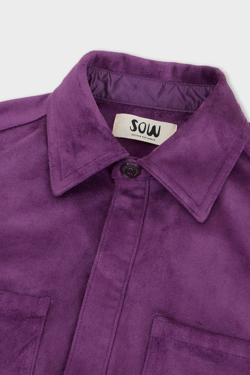 Faux Suede Button Up Jacket