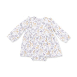 Floral Deer - Long Sleeve Ruffle Bodysuit Dress