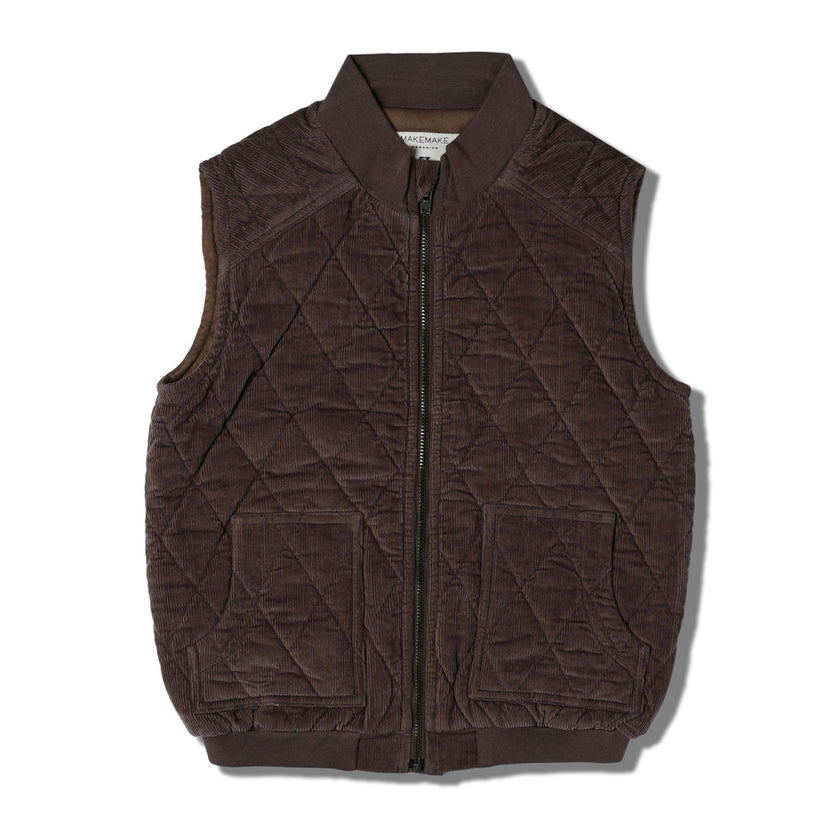Organic Sleeveless Quilted Corduroy Jacket