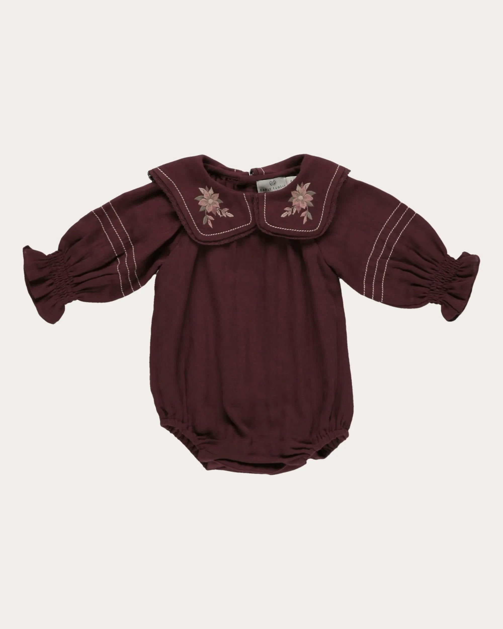 Gladys Baby Bubble Romper - Plum