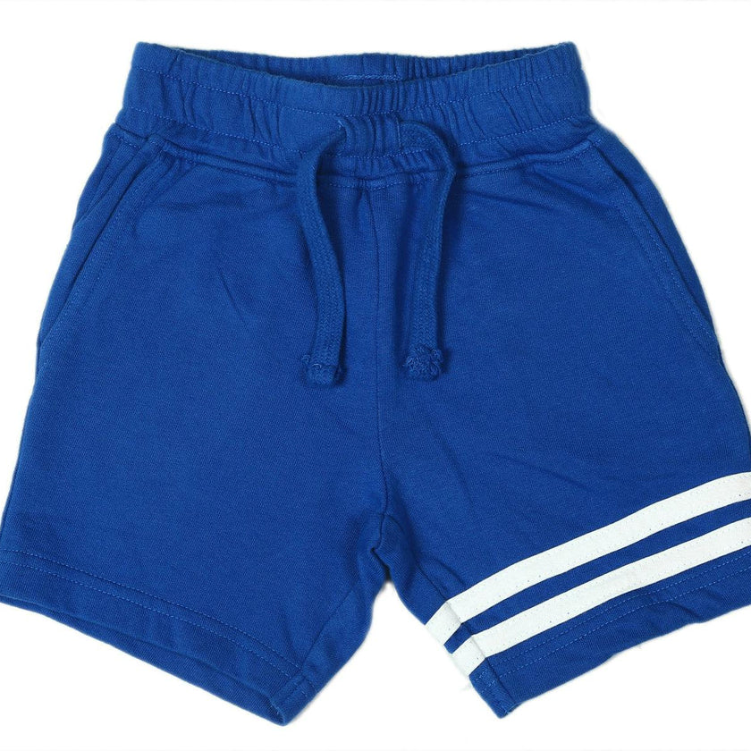 Kids Striped Sweat Shorts - Cobalt