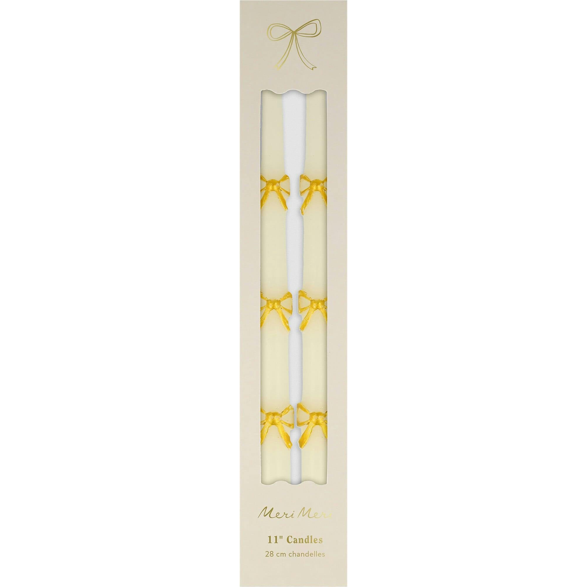 Gold Bow Taper Candles