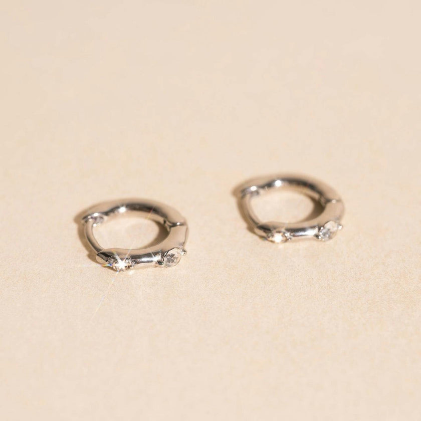 Mini Crystal Rounded Huggie Hoop Earrings