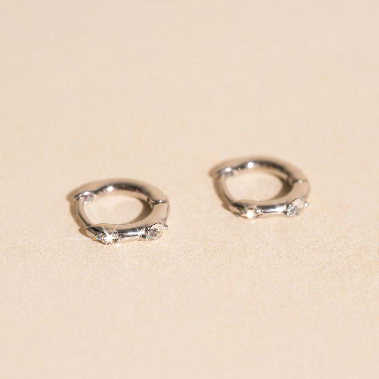 Mini Crystal Rounded Huggie Hoop Earrings