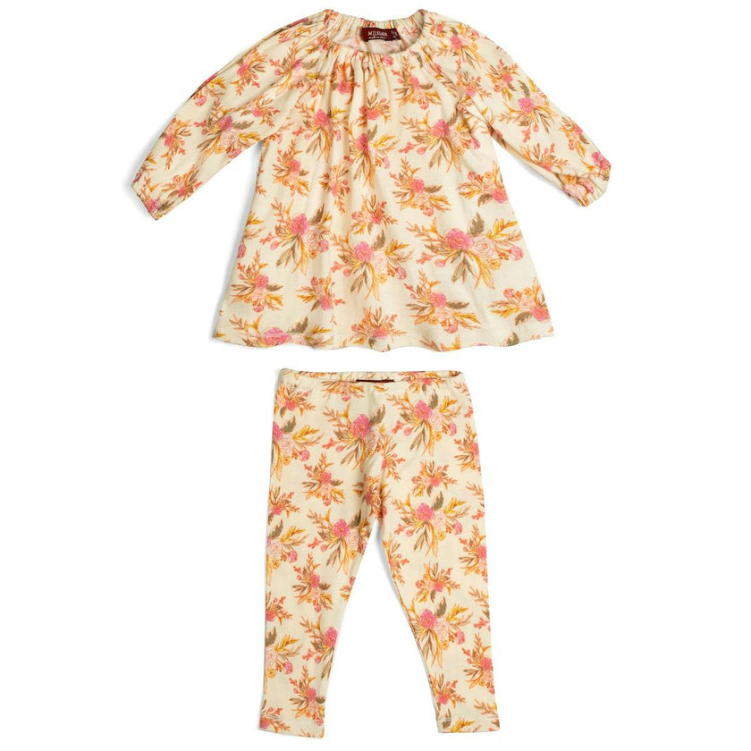 Vintage Floral Organic Cotton Dress & Legging Set