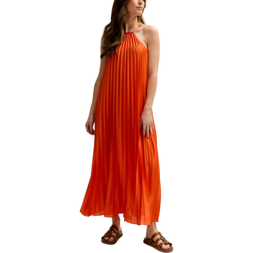 Philomena Halter Neck Pleated Maxi Dress