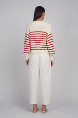 LAYLA STRIPE SWEATER | IVORY + ROSSO
