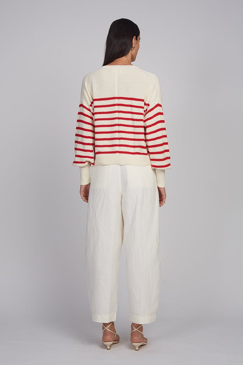 LAYLA STRIPE SWEATER | IVORY + ROSSO