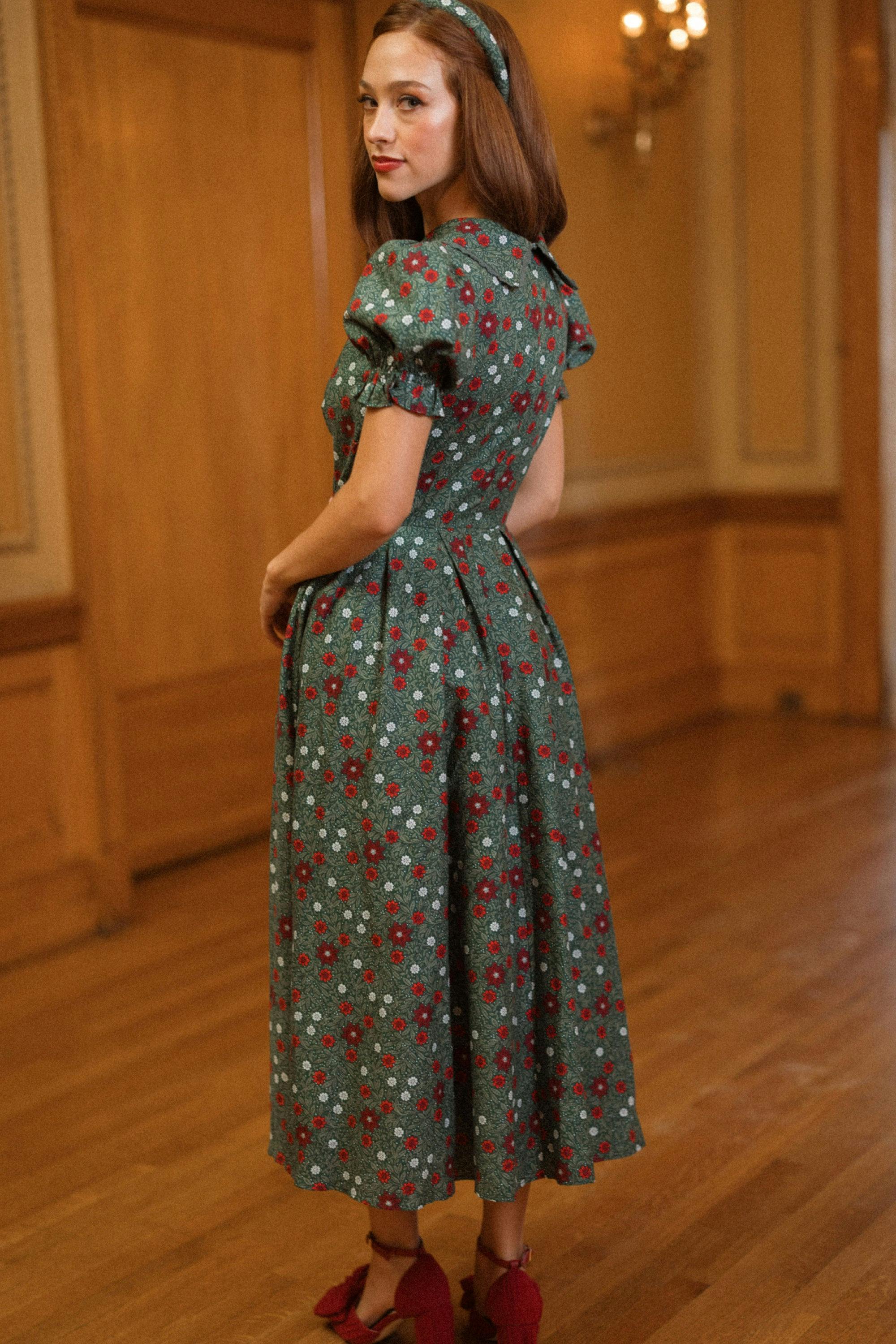 Sophia Dress in Evergreen Merry Ditsy