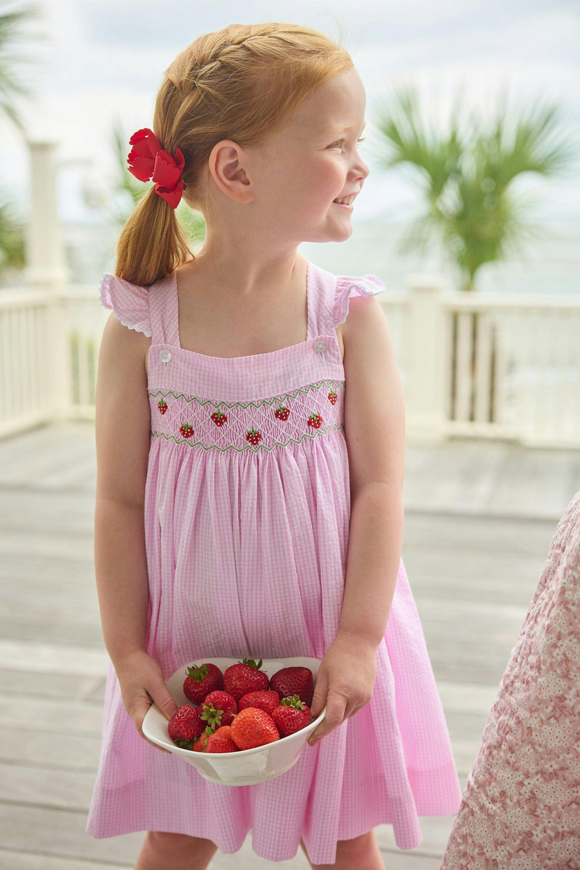 Smocked Lizzy D Dress - Strawberries