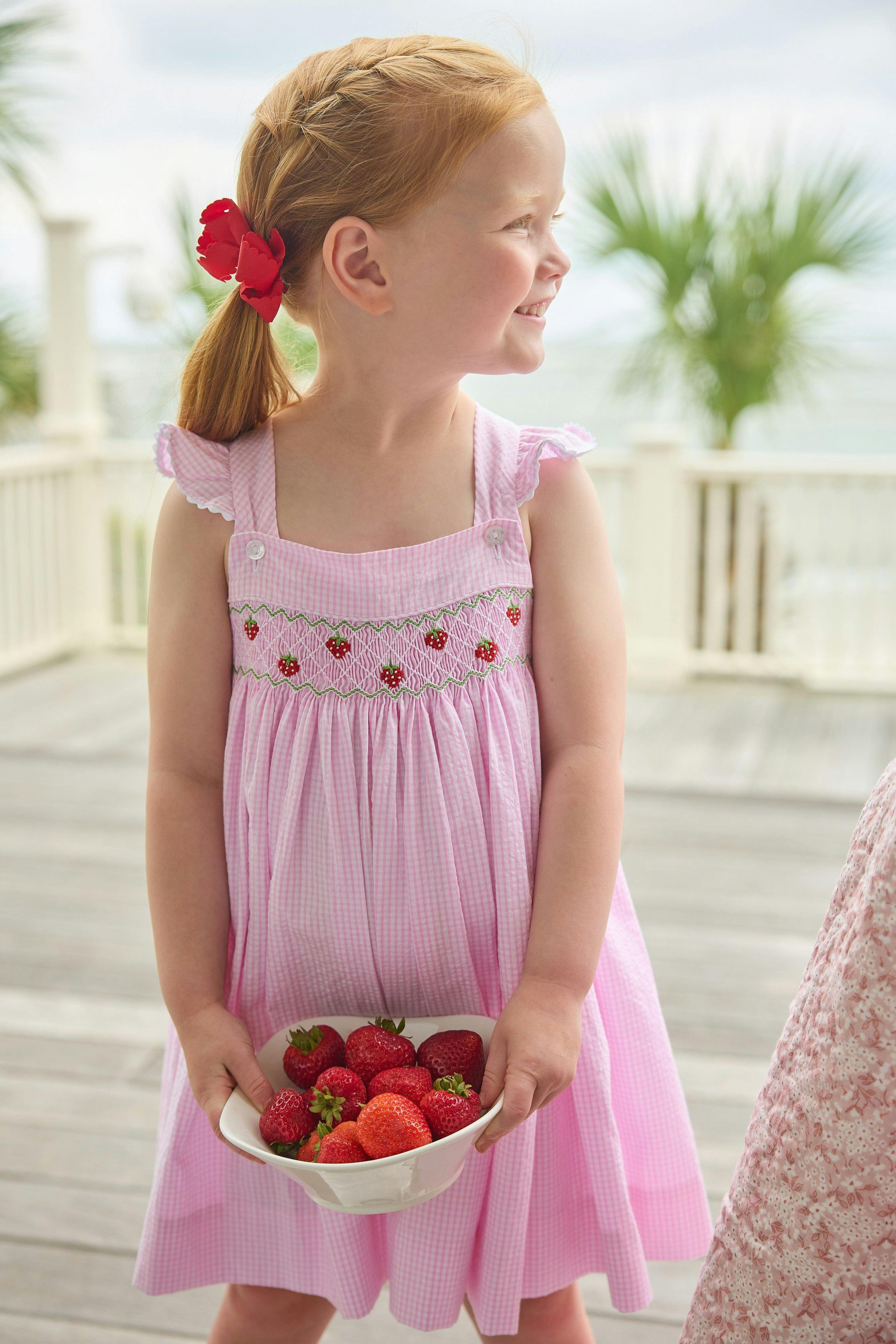 Smocked Lizzy D Dress - Strawberries