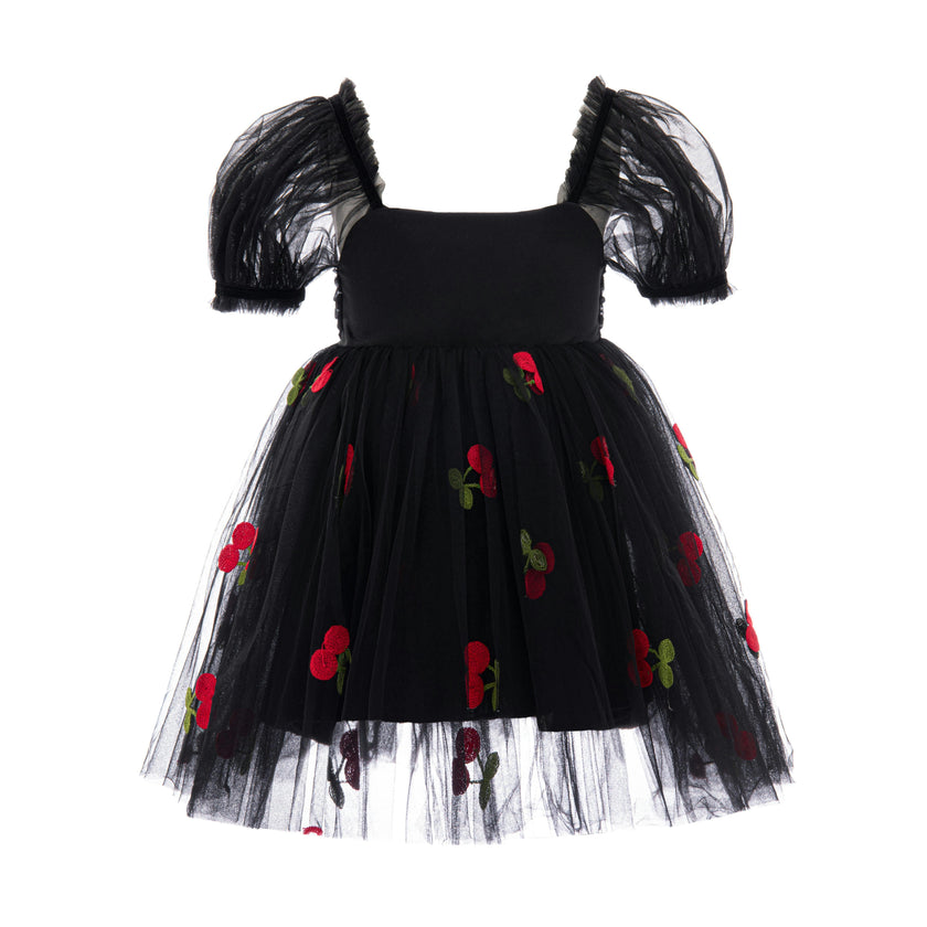Black Elysande Cherry Tulle Dress